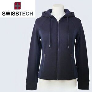 Swiss Tech Jacket | Women's Size XS | Navy Blue | Hooded | Ribbed | Zip Pockets